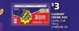 Loblaws CADBURY CREME EGG CANDY, 3 pk 102g offer