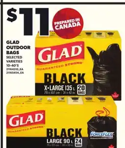 Loblaws GLAD OUTDOOR BAGS, 10-40'S offer