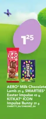 Loblaws AERO MILK CHOCOLATE LAMB, 25G, SMARTIES EASTER IMPULSE, 45G, KITKAT ICON IMPULSE BUNNY, 29G offer