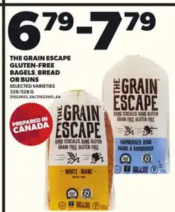 Loblaws THE GRAIN ESCAPE GLUTEN-FREE BAGELS, BREAD OR BUNS, 328/528G offer