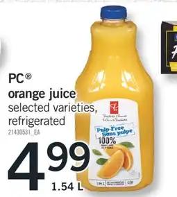 Fortinos PC ORANGE JUICE, 1.54L offer