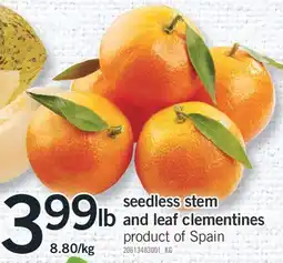 Fortinos SEEDLESS STEM AND LEAF CLEMENTINES offer