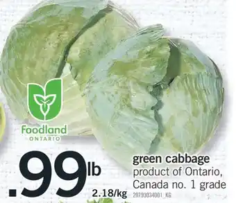 Fortinos GREEN CABBAGE offer