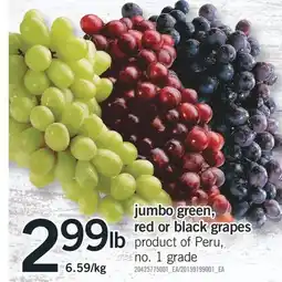 Fortinos JUMBO GREEN, RED OR BLACK GRAPES offer