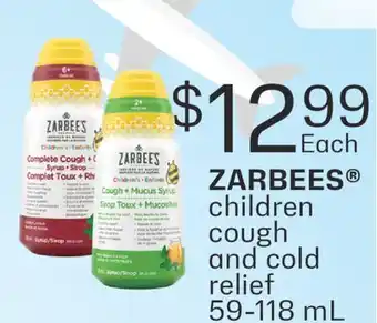 Fortinos ZARBEES CHILDREN COUGH AND COLD RELIEF, 59-118 ML offer