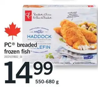 Fortinos PC BREADED FROZEN FISH, 550-680 G offer