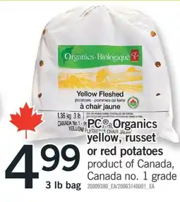 Fortinos PC ORGANIC YELLOW, RUSSET OR RED POTATOES, 3 LB BAG offer