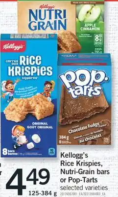 Fortinos KELLOGG'S RICE KRISPIES, NUTRI-GRAIN BARS OR POP-TARTS, 125-384 G offer