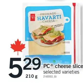 Fortinos PC CHEESE SLICES, 210 G offer