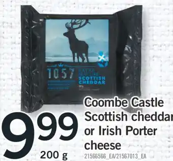 Fortinos COOMBE CASTLE SCOTTISH CHEDDAR OR IRISH PORTER CHEESE, 200 G offer