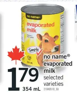 Fortinos NO NAME EVAPORATED MILK, 354 ML offer