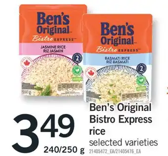 Fortinos BEN'S ORIGINAL BISTRO EXPRESS RICE, 240/250 G offer