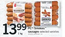 Fortinos PC SMOKIES SAUSAGES, 1 KG offer