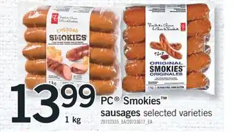 Fortinos PC SMOKIES SAUSAGES, 1 KG offer