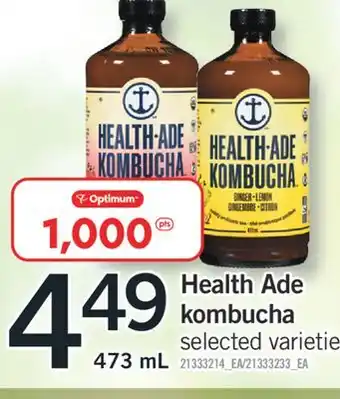 Fortinos HEALTH ADE KOMBUCHA, 473 ML offer