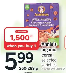 Fortinos ANNIE'S ORGANIC CEREAL offer