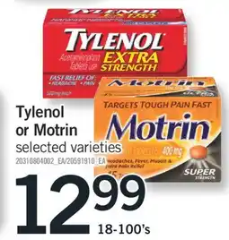 Fortinos TYLENOL OR MOTRIN, 18-100's offer