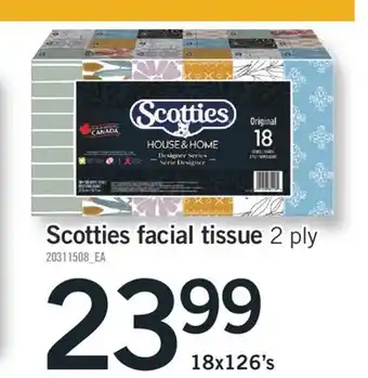 Fortinos SCOTTIES FACIAL TISSUE, 2 PLY 18x126's offer