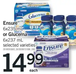 Fortinos ENSURE, 6X235 ML OR GLUCERNA 6X237 ML offer