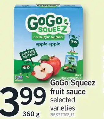 Fortinos GOGO SQUEEZ FRUIT SAUCE, 360 g offer