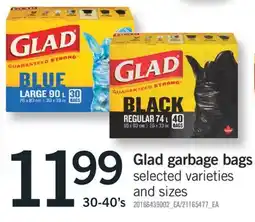 Fortinos GLAD GARBAGE BAGS, 30-40's offer