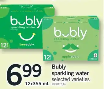 Fortinos BUBLY SPARKLING WATER, 12X355 ML offer