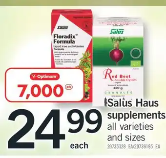 Fortinos SALUS HAUS SUPPLEMENTS offer