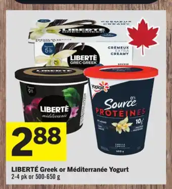 Foodland LIBERTÉ Greek or Méditerranée Yogurt offer