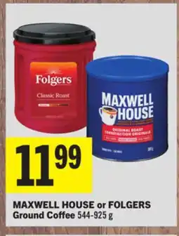 Foodland MAXWELL HOUSE or FOLGERS Ground Coffee offer