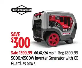 Canadian Tire Briggs & Stratton 5000/6500W Inverter Generator with CO Guard offer