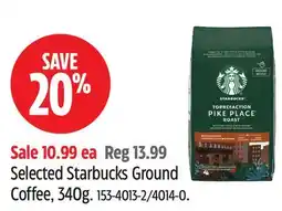 Canadian Tire Starbucks Selected Starbucks Ground Coffee, 340g offer