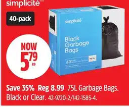 Canadian Tire Simplicity Garbage Bags offer