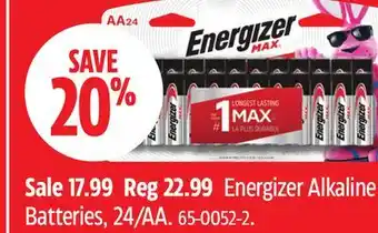 Canadian Tire Energizer Alkaline Batteries offer