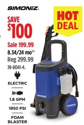 Canadian Tire Simoniz ELECTRIC 1.8 GPM 1950 PSI FOAM BLASTER offer