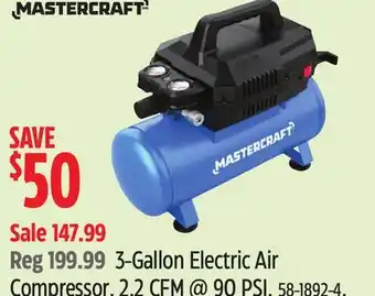 Canadian Tire Mastercraft 3-Gallon Electric Air Compressor. 2.2 CFM @ 90 PSI offer