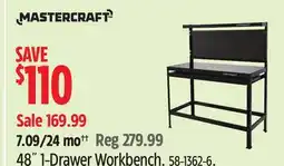 Canadian Tire Mastercraft 48˝ 1-Drawer Workbench offer