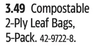 Canadian Tire Compostable 2-Ply Leaf Bags, 5-Pack offer