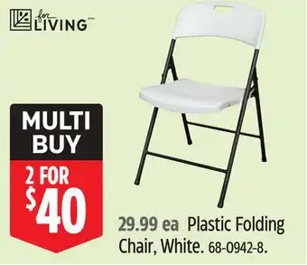 Canadian Tire FOR LIVING Plastic Folding Chair, White offer