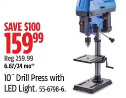 Canadian Tire 10˝ Drill Press with LED Light offer