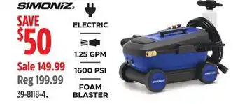 Canadian Tire Simoniz ELECTRIC 1.25 GPM 1600 PSI FOAM BLASTER offer