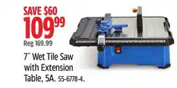 Canadian Tire Mastercraft 7˝ Wet Tile Saw with Extension Table, 5A offer