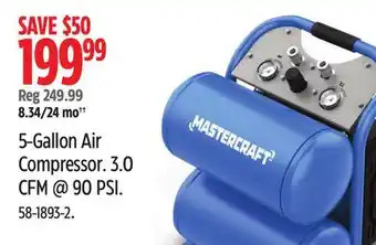 Canadian Tire Mastercraft 5-Gallon Air Compressor. 3.0 CFM @ 90 PSI offer