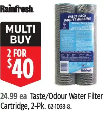 Canadian Tire Rainfresh Taste/Odour Water Filter Cartridge, 2-Pk offer