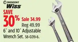 Canadian Tire Crescent 6˝ and 10˝ Adjustable Wrench Set offer