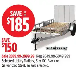 Canadian Tire True North Selected Utility Trailers, 5´ x 10´ offer