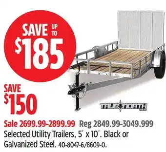 Canadian Tire True North Selected Utility Trailers, 5´ x 10´ offer