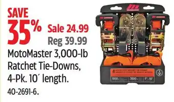 Canadian Tire MotoMaster 3,000-lb Ratchet Tie-Downs, 4-Pk.10´ length offer