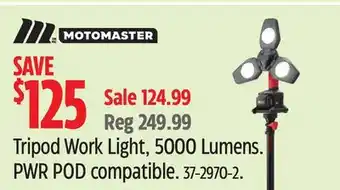 Canadian Tire Tripod Work Light, 5000 Lumens. PWR POD compatible MOTOMASTER offer