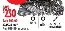 Canadian Tire Black Chrome Socket sets 427-PC TEETH ¼ , ⅜ , ½ DRIVE SIZES offer