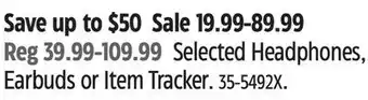 Canadian Tire Selected Headphones, Earbuds or Item Tracker offer